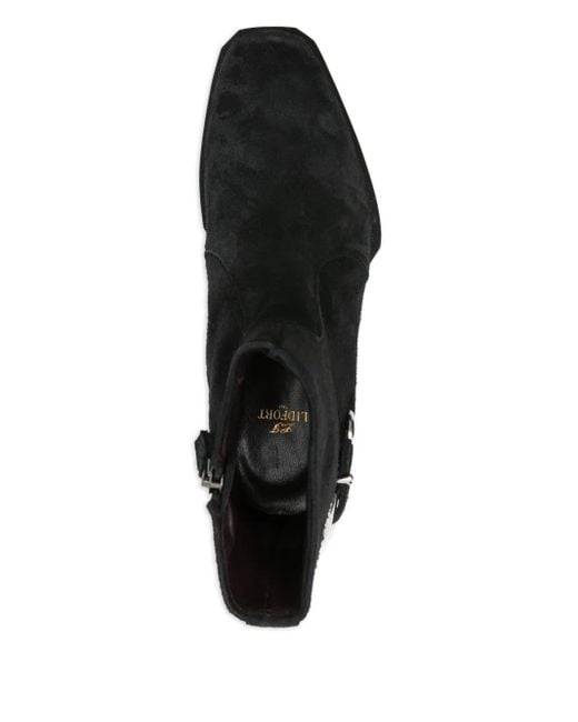 Lidfort Black Buckle-Detail Suede Boots for men