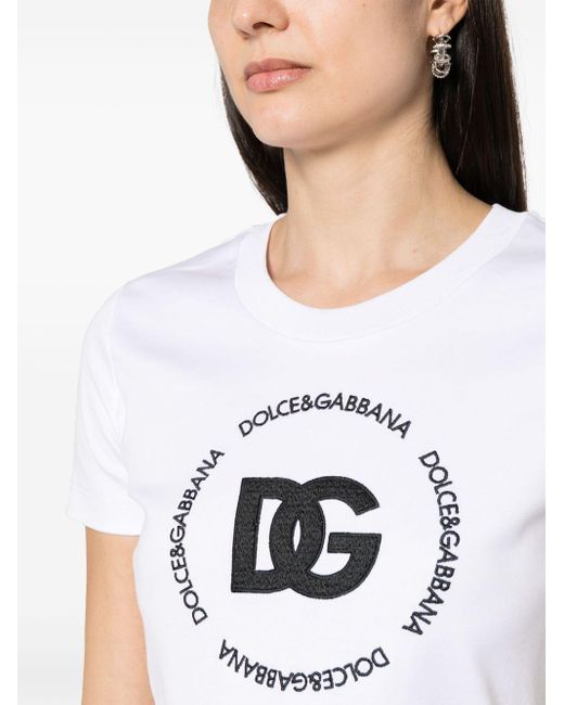 Camiseta de cuello redondo con logo dg Dolce & Gabbana de color White