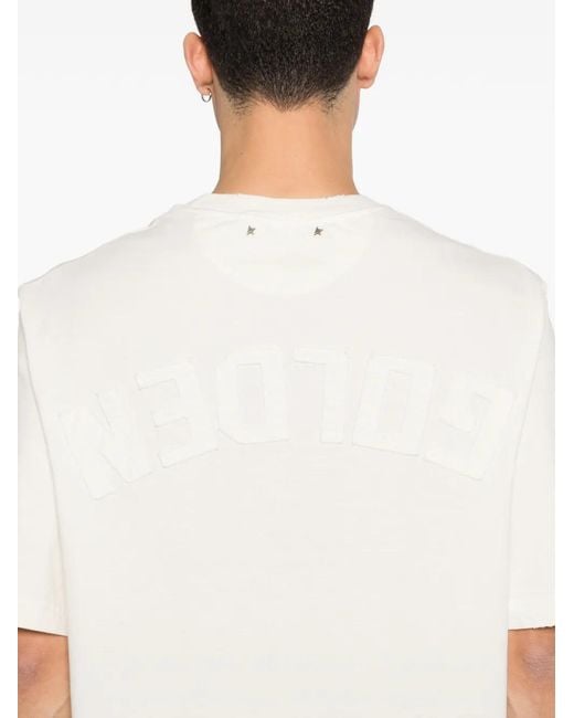 Golden Goose Deluxe Brand White Relaxed Fit T-Shirt Cotton Jersey Logo Patch