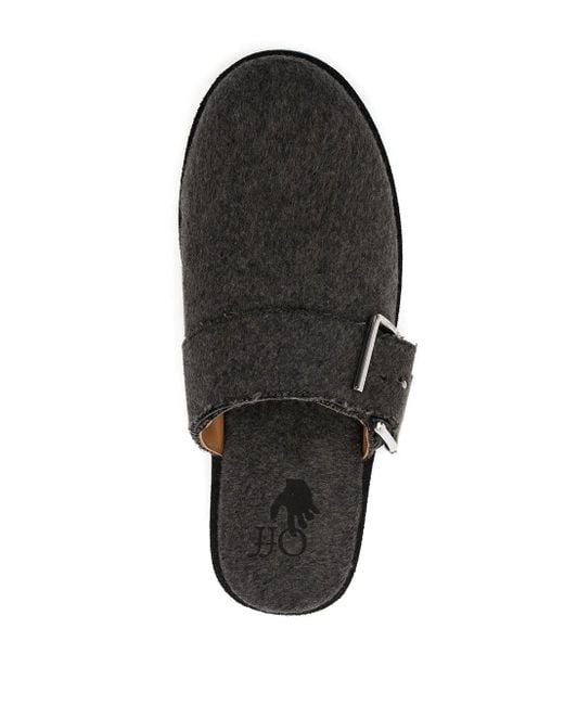 Off-White c/o Virgil Abloh Gray Buckle-Detail Felted Slippers for men