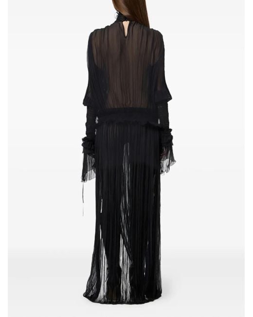 Blumarine Geplooide Maxi-Jurk Met Ruches in het Black