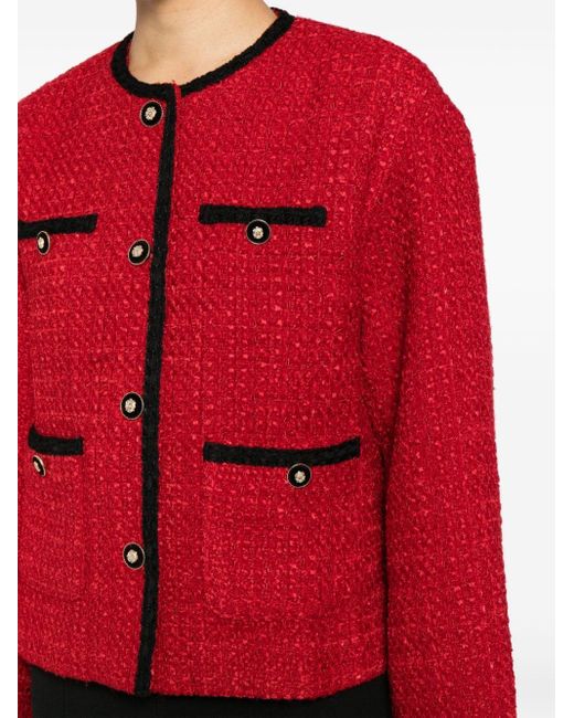 B+ AB Red Contrast-trim Tweed Jacket