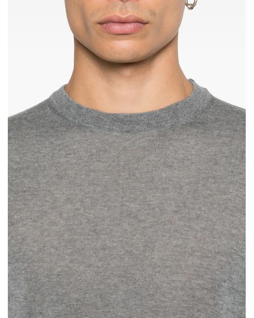 Canali Gray Crew-Neck Wool Sweater for men
