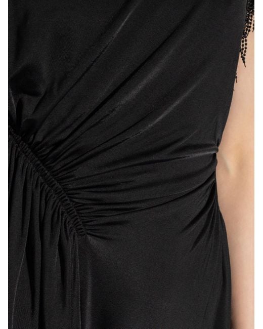 Robe mi-longue à détails brodés Lanvin en coloris Black