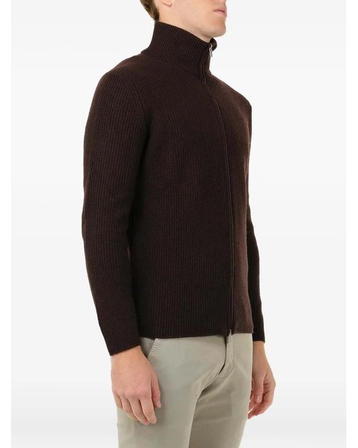 Al Duca D'aosta Blue Ribbed-Knit Zip-Up Sweater for men