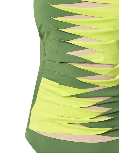 Amir Slama Green Sleeveless Printed Swimsuit