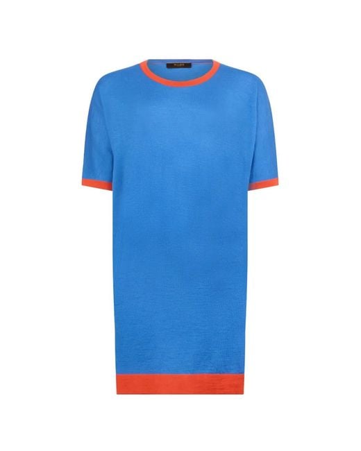 Moorer Blue Crew-Neck Midi T-Shirt Dress