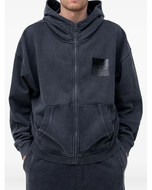 HUGO Blue Zip-Fastening Hoodie for men