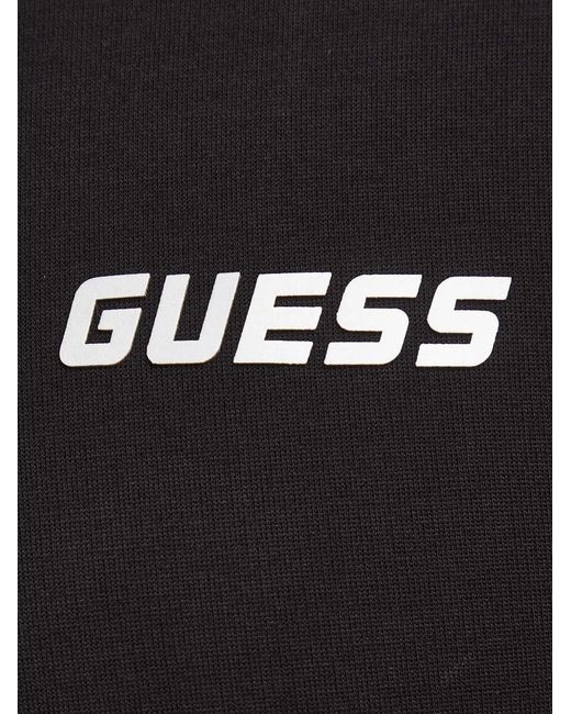 Guess Black Logo-Print Tape-Detail Hoodie for men