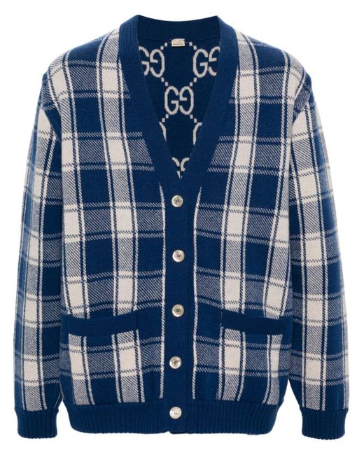 Cardigan en laine à design réversible Gucci pour homme en coloris Blue