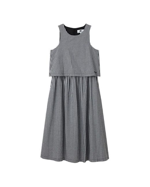 Chocoolate Gray Gingham Tiered Dress