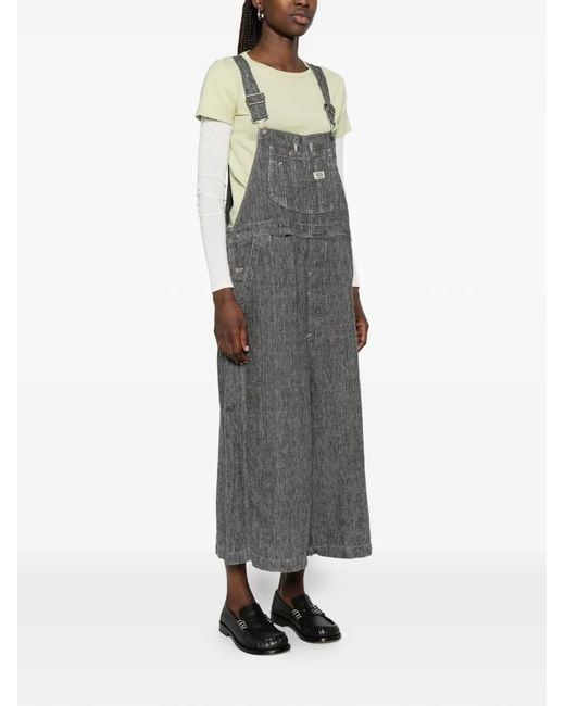 R13 Gray Button Bib Overall