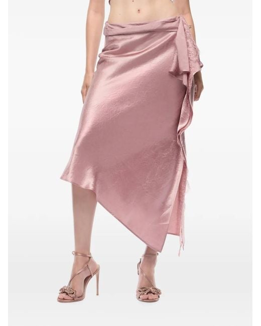 Pinko Pink Asymmetric Midi Skirt