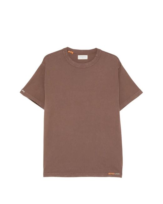 Paura Brown Kansas Embroidered-Detail T-Shirt for men
