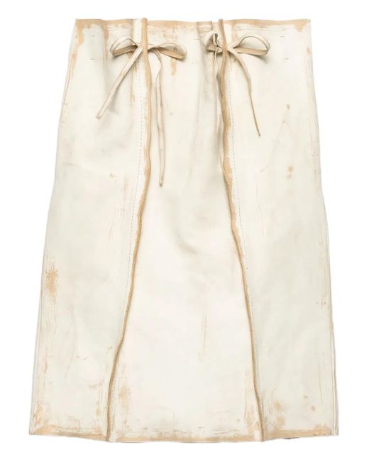 Prada Natural Leather Midi Skirt