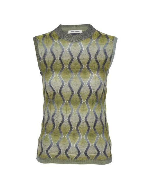 Henrik Vibskov Green Resonance Zigzag-Knit Top