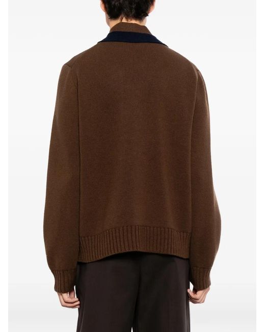 Sacai Brown Wool Knit Cardigan for men