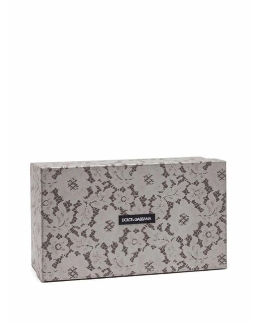 Dolce & Gabbana Gray Bellucci Lace Brooch-Detail Pumps