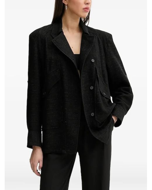 IRO Black Double-Breasted Lurex Overshirt