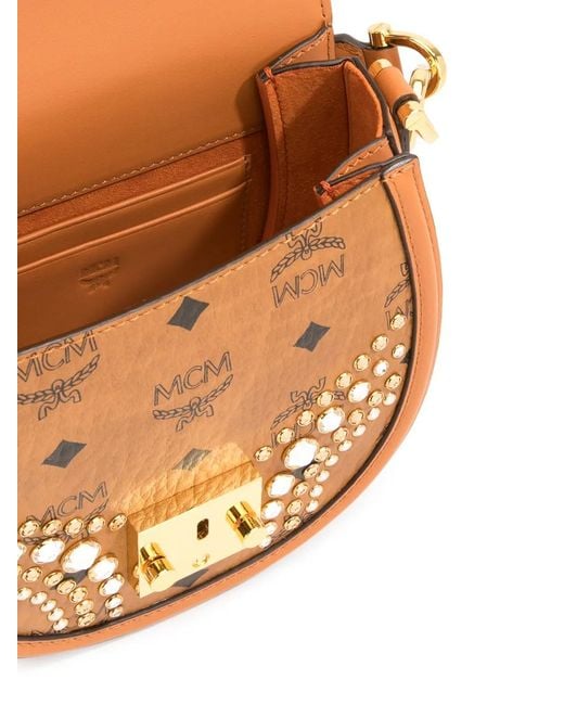 MCM Metallic Crystal-Embellished Shoulder Bag