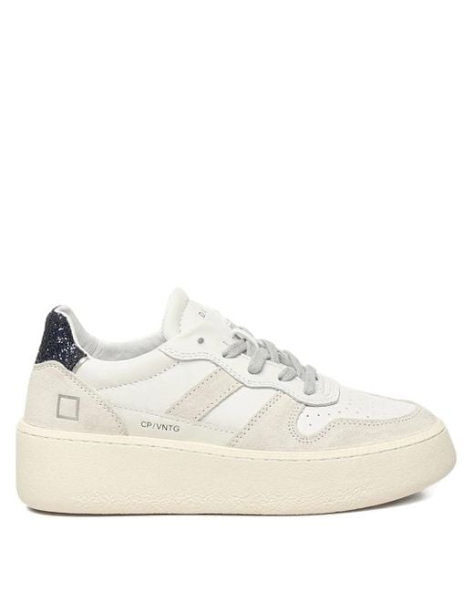 Date White Plateau-Sneakers mit Glitzer