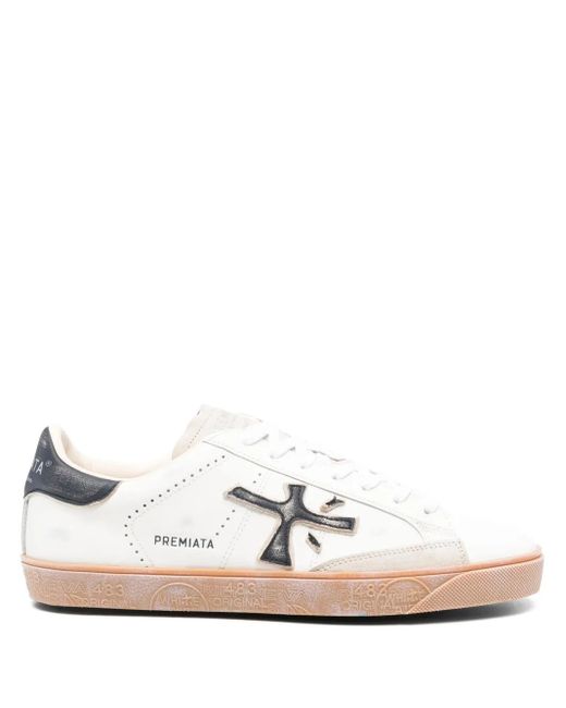Premiata White Logo-Patch Sneakers for men