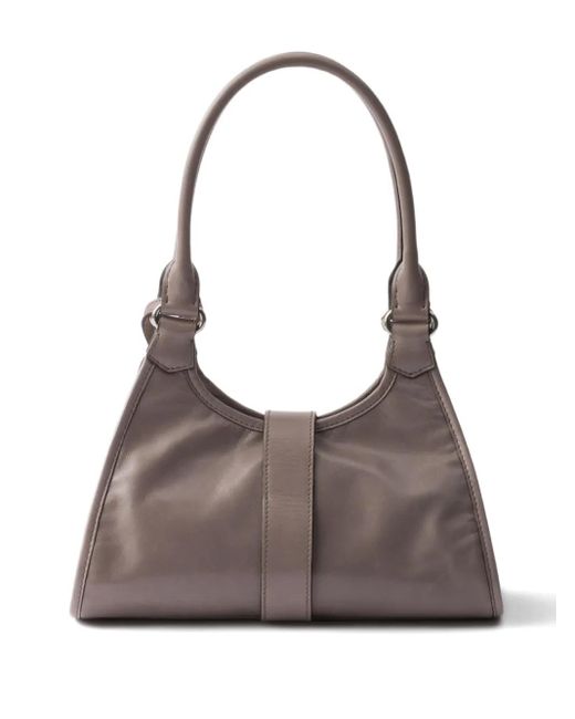 Prada Brown Small Push-Lock Leather Tote Bag