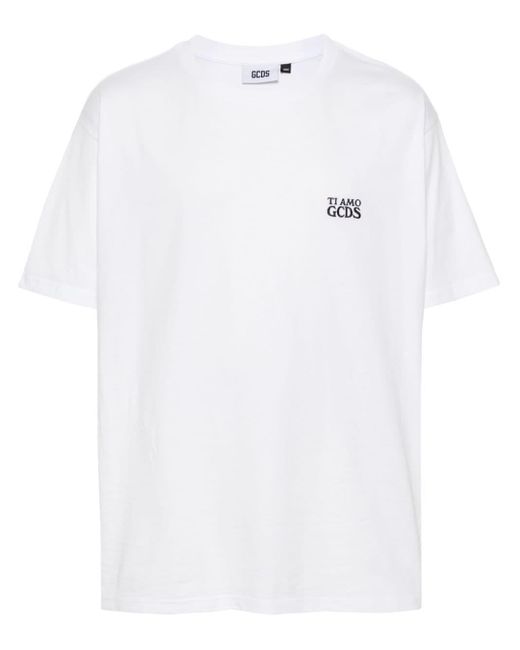Camiseta con logo bordado Gcds de hombre de color White