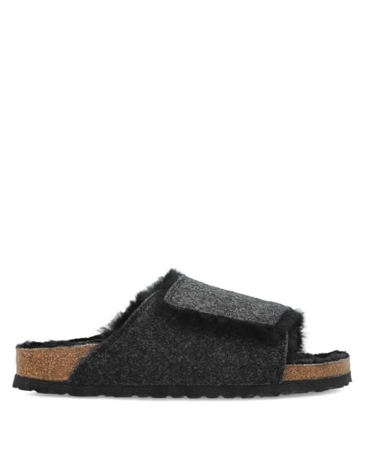 Birkenstock Black Solana Felt Touch-Strap Slippers