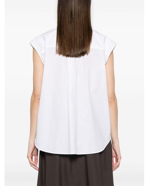 P.A.R.O.S.H. White Sequin-embellished Sleeveless Shirt