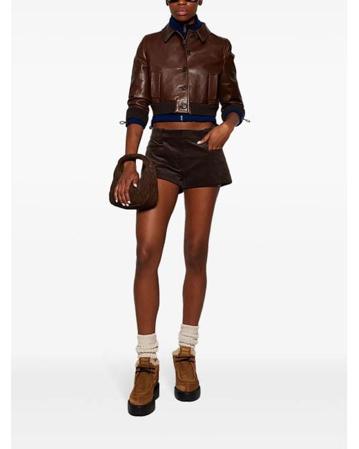Miu Miu Brown Schnürstiefel Aus Wildleder