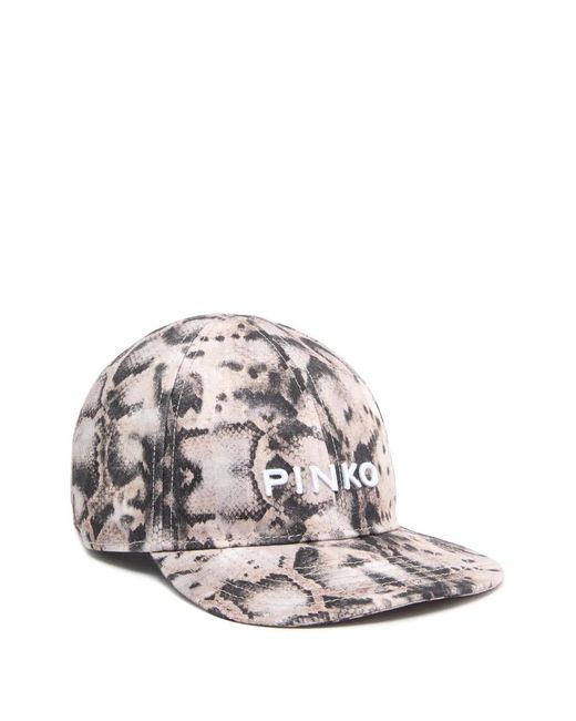 Pinko White Animal-Print Baseball Cap