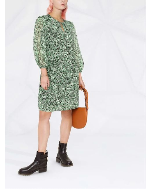 Boss Green Graphic-Print Long-Sleeve Dress
