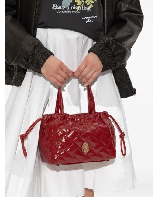 Kurt Geiger Red Small Kensington Quilted String-Detail Tote Bag