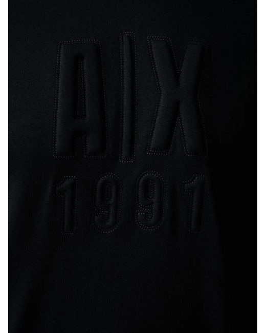 ARMANI EXCHANGE Black Logo-Embossed Cotton T-Shirt for men