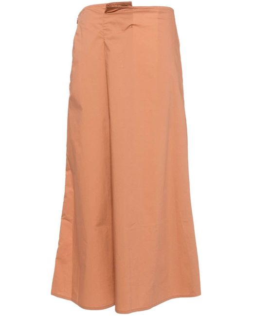 Sofie D'Hoore Brown Pleated Cotton Midi-skirt