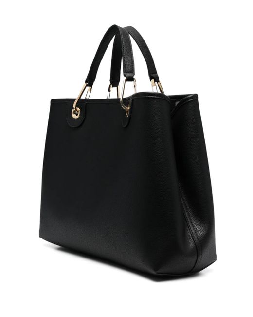 Emporio Armani Black Debossed-Logo Tote Bag