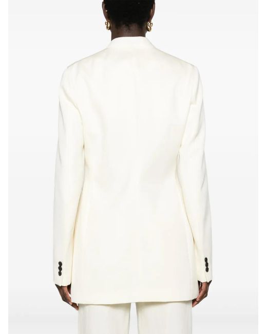 Jil Sander Natural Single-Breasted Wool Blazer