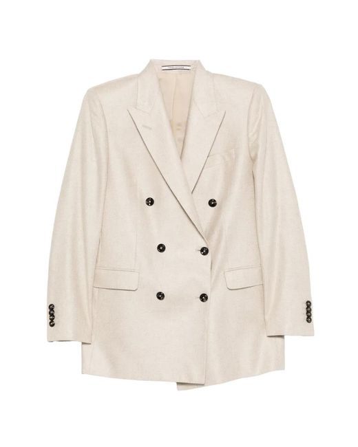 Tagliatore White Double-Breasted Flap-Pocket Blazer