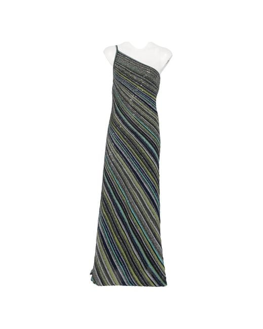 Missoni Green Sequin-Embellished One-Shoulder Maxi Dress