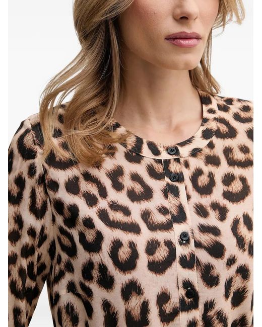 Ouí White Leopard-Print Belted Midi Dress