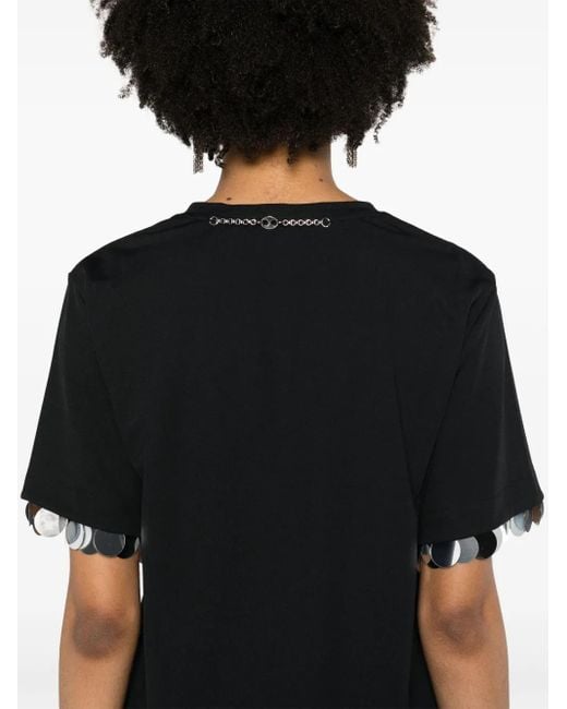 Rabanne Black Sequin-Detail T-Shirt