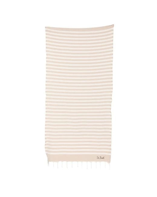Mc2 Saint Barth White Striped Beach Towel