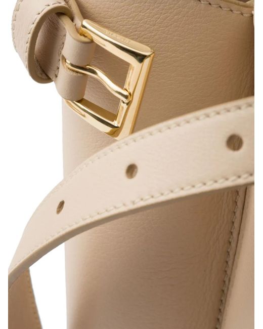 Prada Natural Medium Buckle Leather Tote Bag