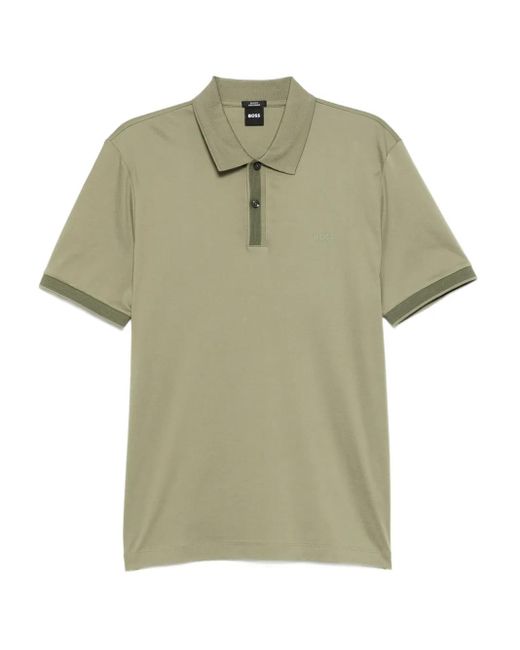Polo Con Applicazione Logo di Boss in Green da Uomo
