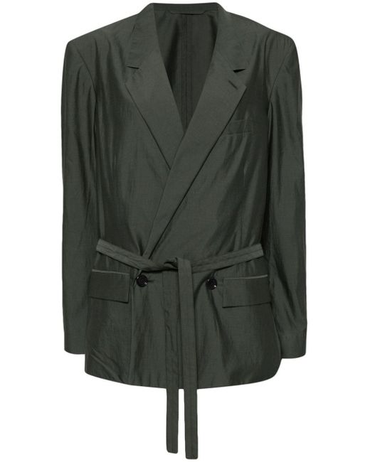 Lemaire Green Double-breasted Belted Blazer