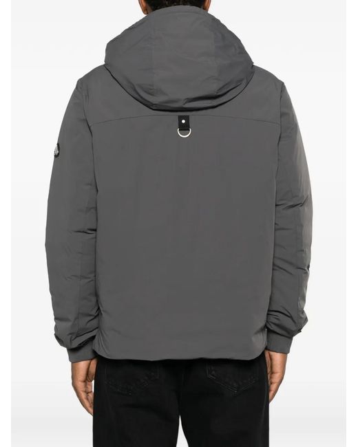 Moose Knuckles Gray Drawstring-Hooded Logo-Patch Jacket for men