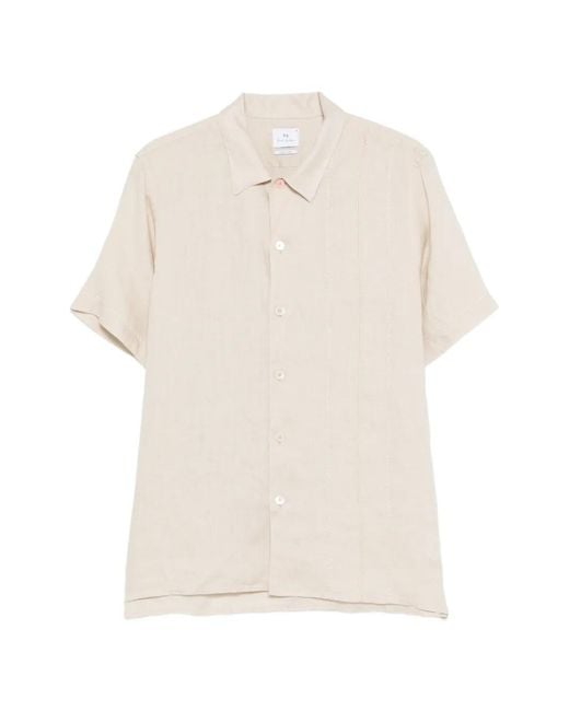 Paul Smith White Embroidered-Detail Short-Sleeve Shirt for men