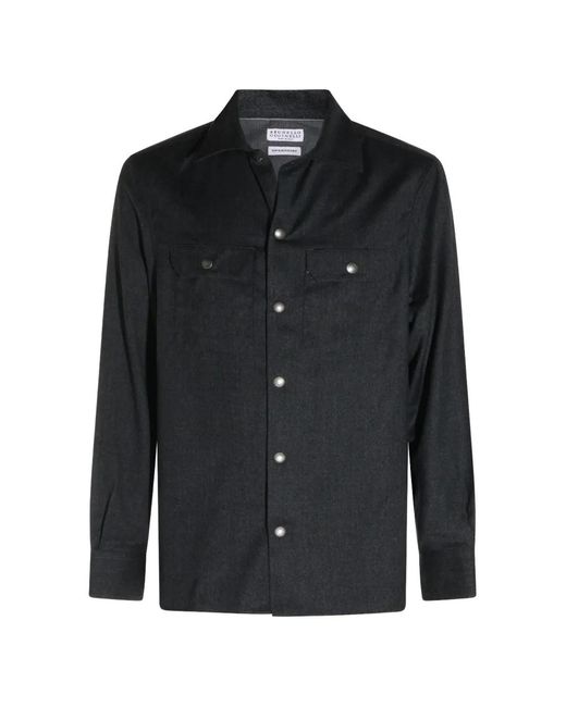 Brunello Cucinelli Button-Up Shirtjack in het Black voor heren