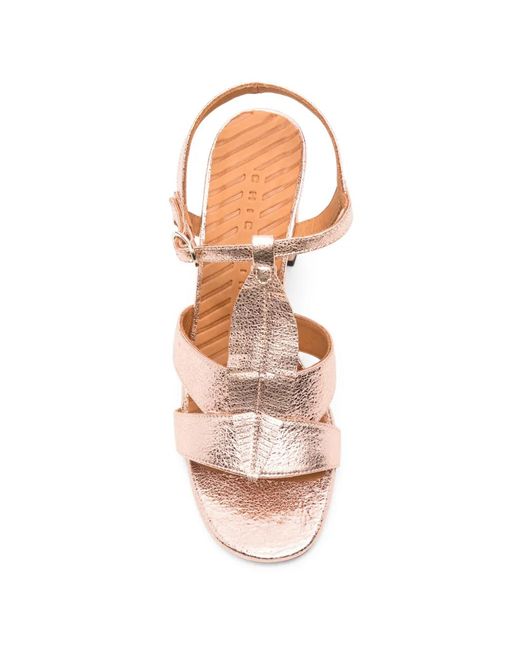 Chie Mihara Pink Balia Leaf-Motif Metallic-Effect Sandals